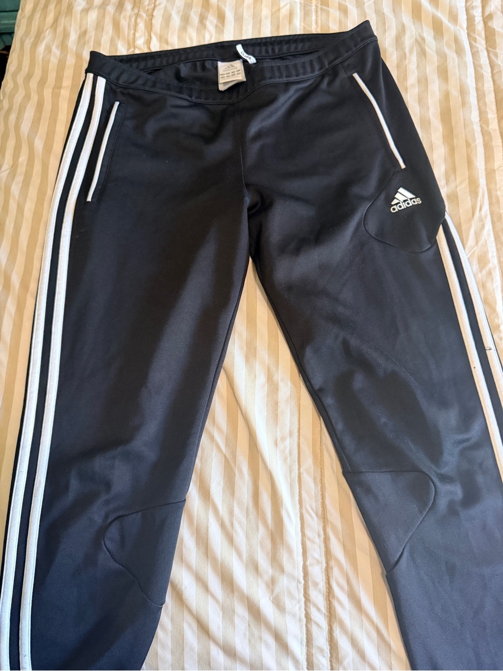 adidas Black Jogger Pants with White Side Stripes